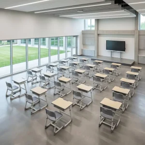 Knockdown Adjustable Eco-Friendly Flat Pack Heavy Duty Metal PP Plastic K12 Classroom School Student Desk and Chair Set