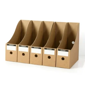 Kraft Corrugated Cardboard Paper Office Desk Folio File Organizer Magazine Holder With Label Rack