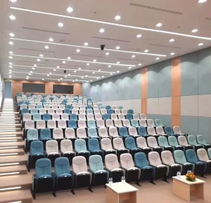 Kuwait University Armchair Auditorium Seats with Table Fabric Plastic School Auditorium Chairs