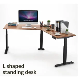 L Corner Frame Electric Standing Desk Workplace Height Adjustable Desk Home Office Desk Three Motor Modern Design Lifting Table