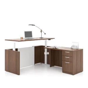 L Shape Executive Standing Table Wooden Adjustable Desk with Drawers CEO boss Luxury Office Furniture Desk