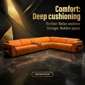 L Shape Modular Genuine Leather Electric Recliner Sectional Sofa Set Upholstered Design Modern Extendable for Hotel School Park
