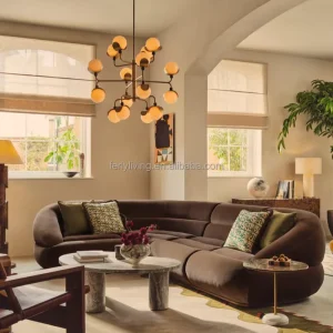 L Shape Sectional Sofa Velvet Fabric Modern Large Combination Couch Customizable Modular Sofa for Villa Home Furniture