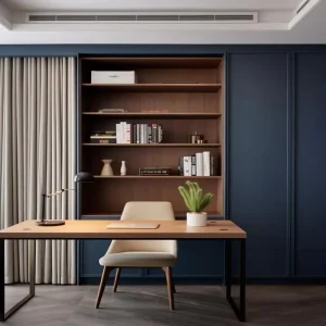 L-Shaped Corner Integrated Book Workstation With Round Anti-Collision Edges for Large Family Open Plan Study Space