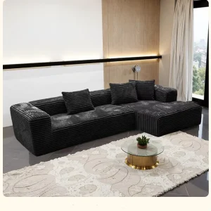 L Shaped Fabric Sofa Set Full Sponge Roll Packaging Free Combination Extendable and Lazy Compressed Features