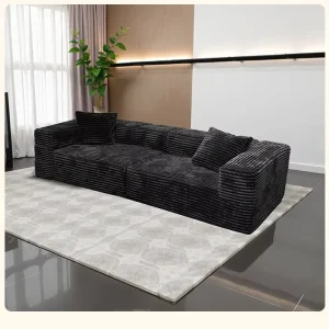 L Shaped Fabric Sofa Set Full Sponge Roll Packaging Free Combination Extendable and Lazy Compressed Features