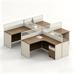 L Shaped Modular Office Cubicle Desk Corner Workstation Frosted Slat Glass Partition Lockable Mobile Office Building