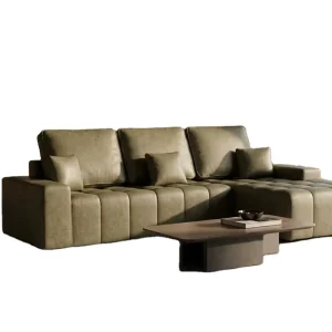 L Shaped Modular Sofa Bed Set Oversized Design Traditional Faux Leather Upholstery for Hotel Use