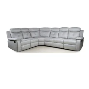 L Shaped Motion Sectional Sofa Faux Leather Manual Recliner Sectional Sofa with Cup Holder Console