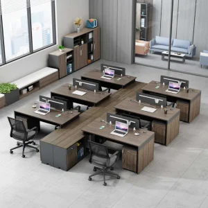 L Shaped Multifunctional Office Desk with Storage Modern Minimalist Staff Workstation