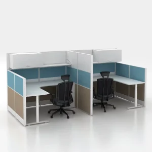 L Shaped Office Partitions Modular Workstation Cubicles Aluminum Wooden Panels ISO9001 Certified for Modern Offices Schools