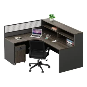 L Shaped Office Workstation with Storage Screen & Partition Modern Minimalist Staff Office Combination Desk