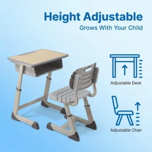 L shaped Edge Banding Panel Adjustable Height Middle School Classroom Student Desk Table Custom Color School Desk and Chair Set