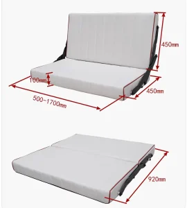 L107 Wall Mounted Couch Folding Sofa Bed 76″ for Adults PU Leather Sofa Sleeper Durable Hinge for Sprinter Van