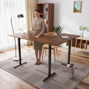 L2 Boss Modern L Shape Electric Height Adjustable Dual Motor Sit Stand Office Desk