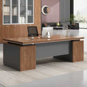 LBZ 27 Modern Wooden Executive Office Desk with Extendable Thickened Countertop Boss CEO Luxury Desk for Commercial Use