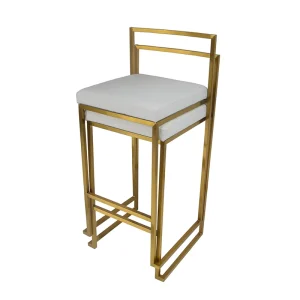 LC44 Contemporary High White Bar Chair with Square Base for Home Bar Hotel & Living Room Use