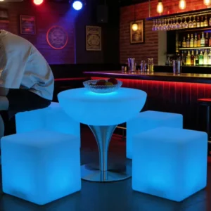 LED Light Cube Plastic Chairs Dining Chair Bar Chair Modern LED Technology European Commercial Bar Furniture Outdoor Dining Set