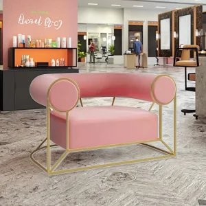 LED Light Pink Salon Chair for Nail Spa Shop and Beauty Salon Comfortable Furniture for Customers’ Waiting Room