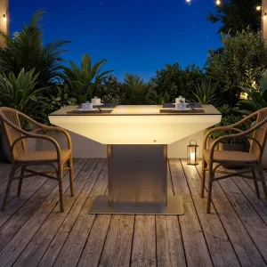 LED Light Up Modern Plastic Square Coffee Table Bar Furniture Creative Bar Table for Hotel Casual Entertainment Booth Seating