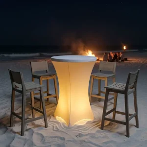 LED Outdoor Portable 80cm Circular Lighting Cocktail Table Folding Camping Table Suitable for Activities