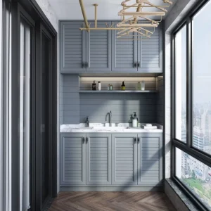 LED Sideboard Cabinet with Integrated Washer Space Drawers Grey Custom OEM Factory Direct