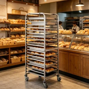 LFGB Certification Stainless Steel Bakery Bread Trolley 20 Tier Food Cart Tray for Hotel Equipment Restaurant