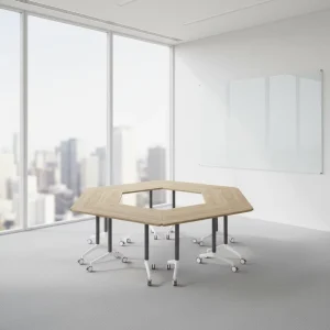 LIWEI Modern Mobile Folding Training Table with Wheels Foldable Office Conference Table Portable Flip Top Meeting Room Desk