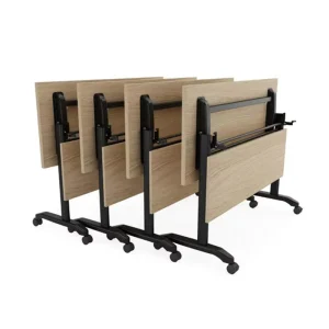 LIWEI Modern Modular Foldable Conference Table Set with Metal Frame Folding Chairs Wheels & Storage Rack Office Study Desk