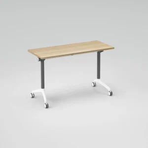 LIWEI Moveable Flip Top Training Table and Foldable Rolling Chairs Set 4 Person Office Seminar Conference Room Desk Furniture
