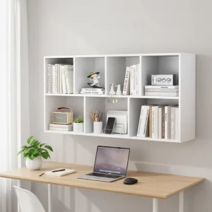 LUDER Contemporary Adjustable 5 Cube Bookshelf French Oak for Living Room Bedroom Home Office