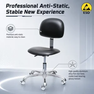 Lab Chair ESD PU Leather Laboratory Revolving Chair Adjustable Swivel Office Lab Stool Anti Static Seat