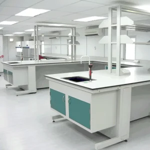 Lab Furniture Wall Central Steel School Science Chemistry Wet PP Lab Work Benches Cabinets Lab Tables With Shelves