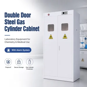 Laboratory Chemistry Medical Double Door Two Bottle Steel Gas Cylinder Cabinet with Alarm System