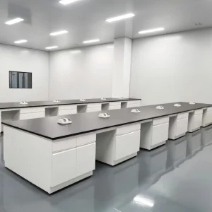 Laboratory Furniture Lab Island Bench with Cabinets for Cosmetic Lab GMP Compliant