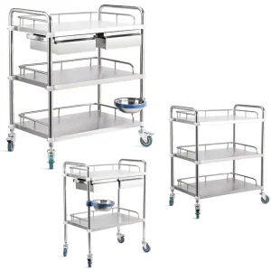 Laboratory Hospital Trolley 3 Layers Medical Equipment Stainless Steel Trolley