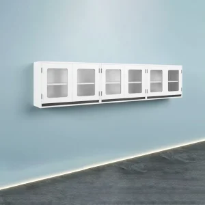 Laboratory Overhead Cabinet Steel Hanging Storage Unit with Tempered Glass Doors for Modern Lab Furniture School Hospital Use