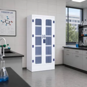 Laboratory Storage Cabinet Steel Medicine Cabinet with Full Height Glass Door and Adjustable Solid Shelves