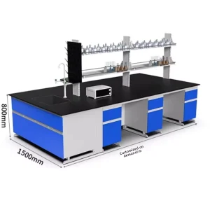 Laboratory Workbench Stainless Steel Fume Hood Reagent Shelf Central Workstation Commercial Use Multi-Purpose Laboratory Table