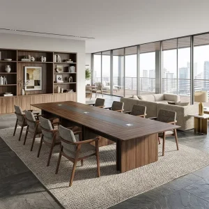 Large 5.6M Commercial Conference Table Executive Boardroom Desk MFC Core Metal Frame Office Meeting Room Furniture