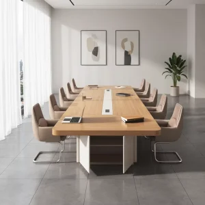 Large Bamboo Conference Table Board Company Training 16 People Long Modern Minimalist Office Table Chair Combination