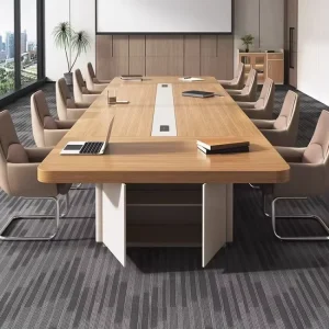 Large Bamboo Conference Table Board Company Training 16 People Long Modern Minimalist Office Table Chair Combination