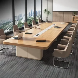 Large Bamboo Conference Table Board Company Training 16 People Long Modern Minimalist Office Table Chair Combination