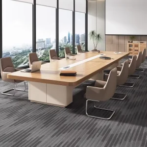 Large Bamboo Conference Table Board Company Training 16 People Long Modern Minimalist Office Table Chair Combination