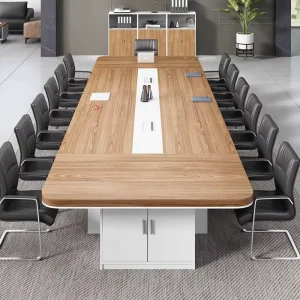 Large Bar shaped Bamboo Office Conference Table Modern Minimalist Design Mobile Height Adjustable Cable Management Box Tables