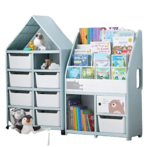 Large-Capacity Car Shape Toy Kid Bookshelf Book Shelves Organizer Kids’ Cabinets Storage Rack Plastic Children Cabinets