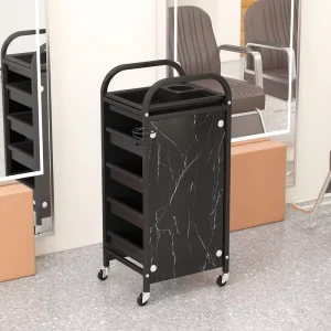 Large Capacity Metal Salon Rolling Cart Hairdressing Tool Storage Trolley Moveable Station Trolley for Hotels Bedrooms Schools