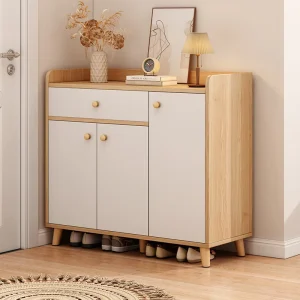 Large Capacity Modern Shoe Rack for Home or Office Simple Entrance Scandinavian Design with Storage Door for Bedroom Use