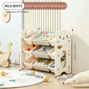 Large Capacity Multi Layer Kids Toy Storage Rack Plastic Classification Organizer with Bookshelf for Household