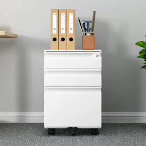 Large Capacity Multifunctional Mobile Cabinet Gooseneck Handle Removable File Storage for Bedroom Home Office Gym